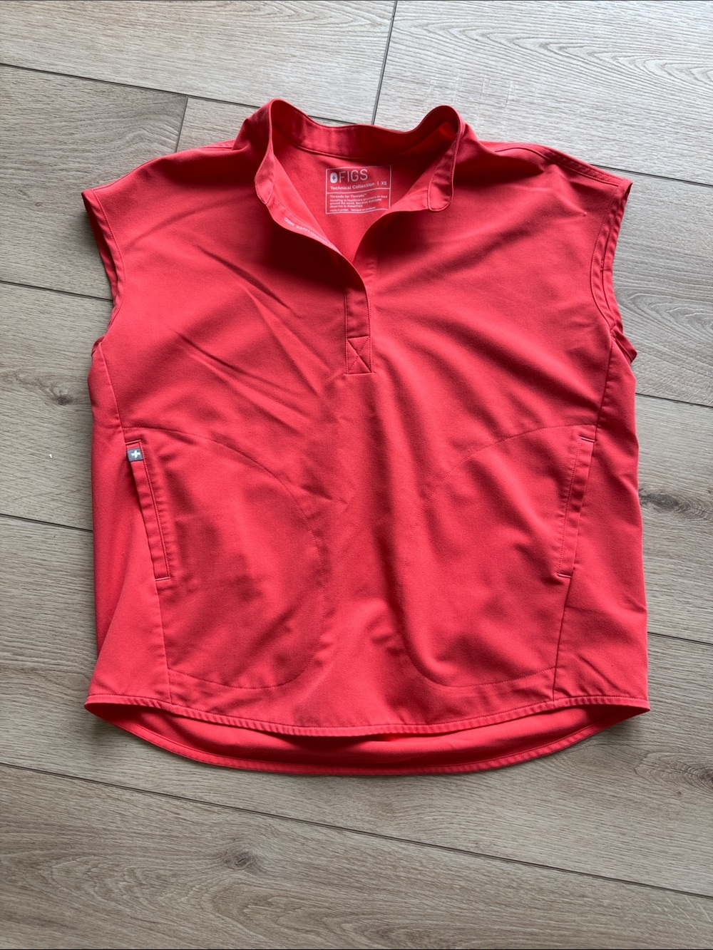 Figs Peach Rafaela Collared Scrub Top